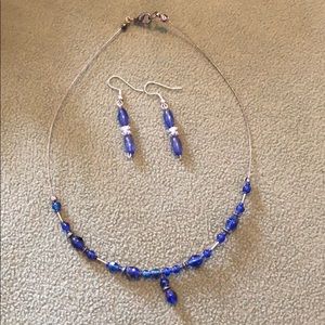 Cobalt blue necklace and earrings set